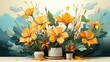 b'A beautiful painting of yellow flowers in a vase'