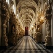 b'ornate hallway with statues'