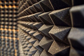 a soundproof foam wall inside a recording studio