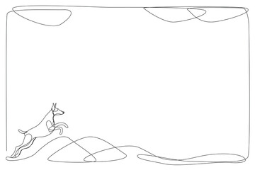 Naklejka na meble Jumping Doberman Dog Line Art Frame. Black Curve Editable Line Doberman Dog  Sketch Silhouette Border Canvas Isolated on White background. Brave Domestic Guardian Pet Dog 