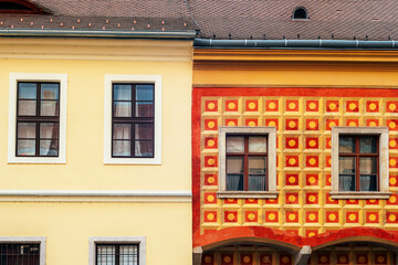 Wall Mural - Colorful facades of buildings in the old town of Buda. Budapest, Hungary
