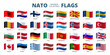 NATO member countries. Wave flags on transparent background.