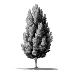 Illustration of a poplar tree, white background