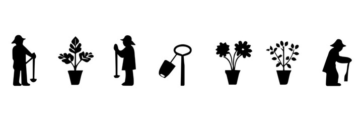 Wall Mural - silhouette of a  planting 
