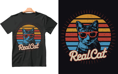 Wall Mural - Real Cat t shirt Design Vector.