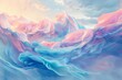 ethereal abstract landscape unfolding with soft curves and pastel colors dreamy 3d rendering