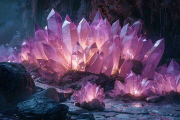 Bioluminescent Crystal Cave:A Surreal Realm of Gemstone Riches and Arcane Secrets