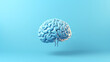 3D rendering of brain floating on blue background