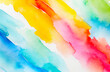Illustration of Multi-color Watercolor Painting Brushstrokes on White Background