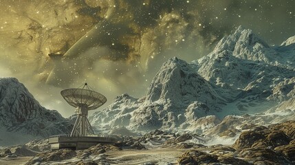 Wall Mural - Radio telescope pointing to the sky