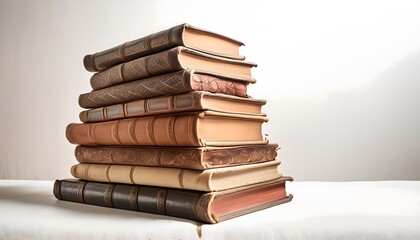 Wall Mural - Stack of old books in a minimalist background