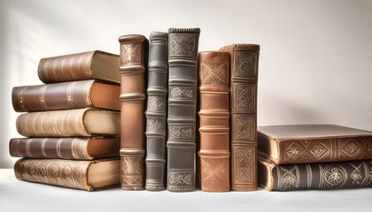 Wall Mural - Stack of old books in a minimalist background