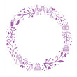 Wedding Template with marriage symbols - purple - round shape
