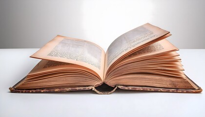 Old glasses on an open book with minimalist background