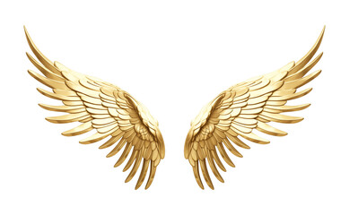 Wall Mural - Golden Wide Wings Isolated on Transparent Background
