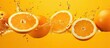 Citrus slices drop into refreshing orange juice on sunny backdrop