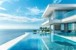 luxurious seaside escape modern building with terrace and infinity pool family vacation concept