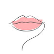Lips. Continuous one line art minimalistic vector drawing on a white background.