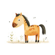 Funny little horse, looks like a child's drawing, vector illustration