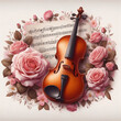 violin and rose