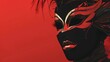 3d illustration of beautiful woman with carnival mask on red background, Generative AI illustrations.