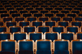 Fototapeta Las - Row of the blue seats in theatre