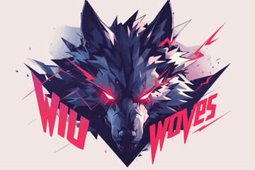 Wall Mural - Stylized Wolf Face Logo