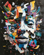 © InkCrafts - Complexity of human emotion depicted in a surreal abstract portrait with fragmented elements, Maya, Fake, Mask in social