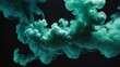 Abstract Close-Up of Green Smoke on Black Background. Emerald Color Clouds.
