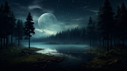 Wall Mural - forest in the night