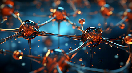 Digital technology presents a complex molecular structure poster web page PPT background with generative