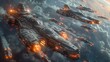 Through realistic stock photo style viewers are thrust into the heart of epic space battles between massive starships
