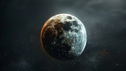 Wall Mural - eclipse: a 3d illustration of a partial lunar eclipse, showing a portion of the moon passing into th