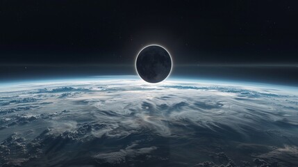 Wall Mural - eclipse: a photo of a solar eclipse as seen from space