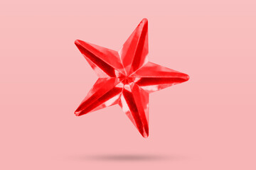Wall Mural - red star jewels sticker isolated on pink background