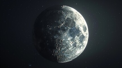 Wall Mural - moon: a 3d model of the moon in its crescent phase, showing a sliver