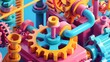 Whimsical Mechanical Device: A Vivid 3D Isometric of a Creative Imaginative Tech Concept