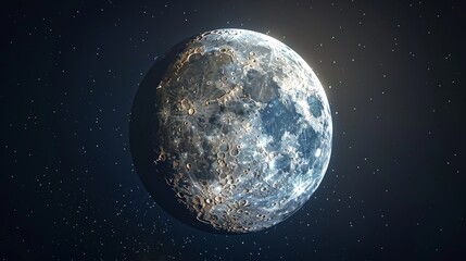 Wall Mural - moon: a 3d representation of the moon in its gibbous phase, showing a large portion