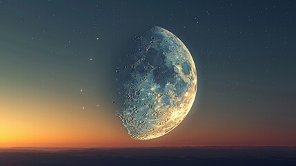 Wall Mural - moon: a surreal illustration of the moon in its waning crescent phase