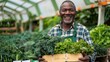 A Joyful Farmer with Fresh Vegetables