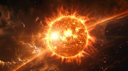 Wall Mural - solar system: a photo of the sun, the largest star in our solar system