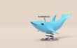 Playground dolphin spring rider isolated on pink background. 3d render illustration