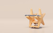 Playground starfish spring rider isolated on pink background. 3d render illustration