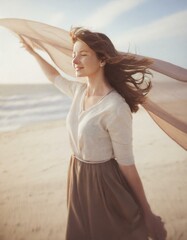 Wall Mural - Woman on the beach