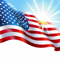 Wall Mural - American flag blowing in the wind background