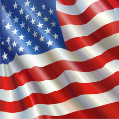 Wall Mural - American flag blowing in the wind background