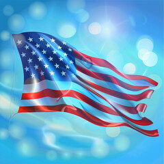 Wall Mural - American flag blowing in the wind background