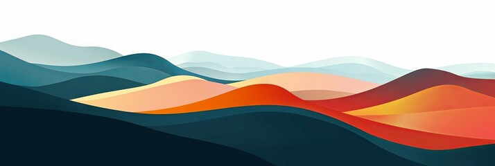 Poster - Minimalist Mountain Landscape in Vivid Warm Tones with Copy Space for Design