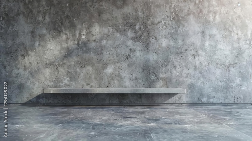 empty gray wall room interior studio with concrete backdrop and cement ...
