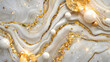 The luxurious, pearly white background contrasts perfectly with the shimmering gold.